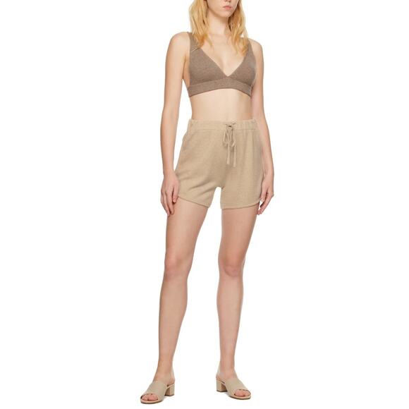 Lisa Yang Kiyo Tonal Track 100% Cashmere Sweater Shorts Sz 1 Small Medium Sand - Picture 10 of 11